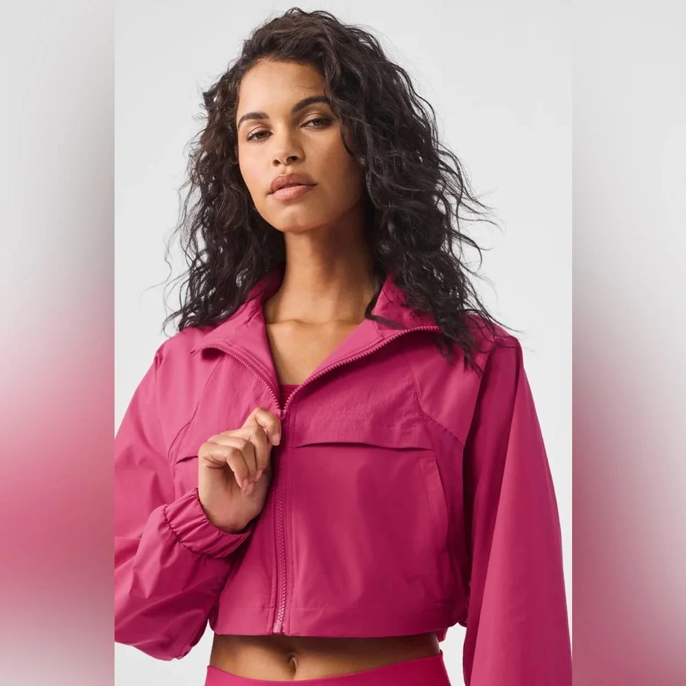 NWT Alo Yoga‎ ✨ Cropped Playmaker Jacket Pink Summer Crush Size Large (12-14)